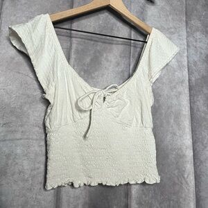 Billabong White Textured Crop Top